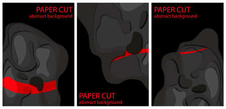 Three banners set with 3D abstract background and paper cut shapes layout for business...