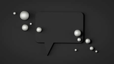Abstract cosmetic background, top view. Show a product. Empty scene with speech bubble and spherical pearls. Fashion showcase, display case, shopfront. 3d rendering.の写真素材