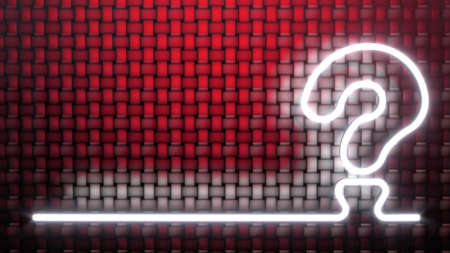Question mark icon of white light isolated on special red interlaced faded banner background abstract 3d render illustration.の写真素材