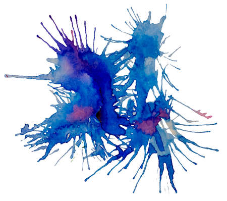 Abstract hand drawn watercolor background. Blue smudges formed on the paint due to blowing. EPS10 vector illustration. Grunge texture for cards and flyers design.のイラスト素材
