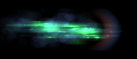 Green abstract light flare on black background.の写真素材
