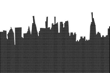 New York city silhouette with windows pattern eps10 vextor black and white illustration.のイラスト素材