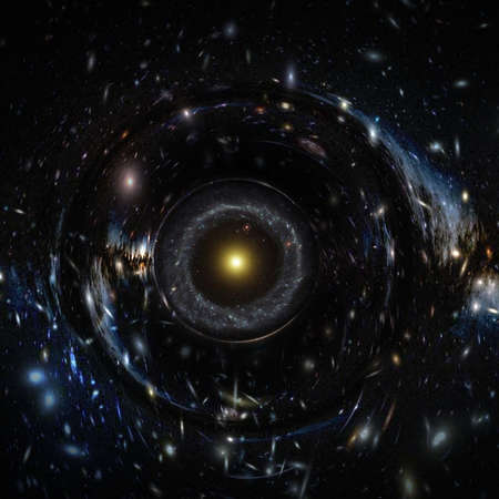 Stars form circle giant black hole, futuristic abstract exploration space concept background.の写真素材