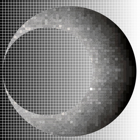 Crescent halftone squares geometric art eps10 vector illustrarion. Background and the moon at different levels.のイラスト素材