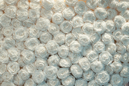 Beautiful white handcraft paper rose backgroundの写真素材
