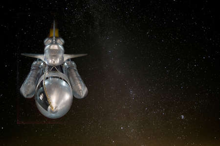 Spaceship in space with copy space.の写真素材