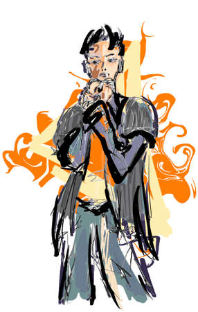 Abstract man hand drawn eps10 vector illustration.のイラスト素材