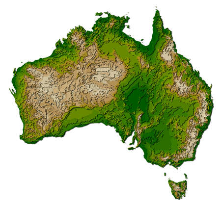 Australia continent, detailed papercut layered map with shadowsの写真素材