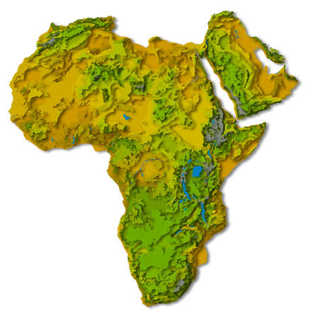 Africa continent, detailed papercut layered map with shadowsのイラスト素材