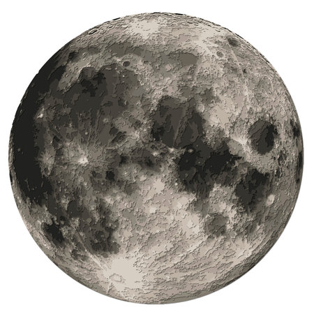 Moon detailed carved papercut layered map with shadowsの写真素材