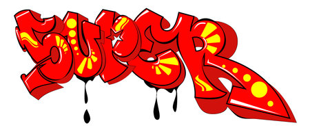 Graffity with super text layered vector illustration isolated on white background.のイラスト素材