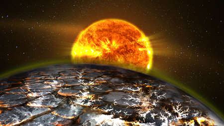 Sunrise over alien planet.の写真素材