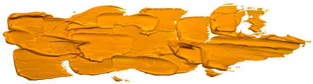 Vector yellow oil brush stroke. Abstract varnish splash trace shape. Glossy oil paint smear long...
