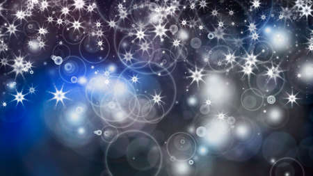 Abstract festive background Christmas New Year snowflakes, circles and spots on a black background.の写真素材