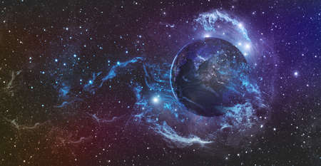 beautiful planet in spaceの写真素材