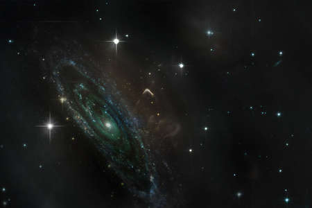 Black hole with grid and nebula over colorful stars and cloud fields in outer spaceの写真素材