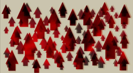 Red up arrows. Upward growth concept.