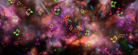 Abstract background with musical notes - poster with copy spaceの写真素材