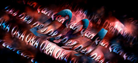 Pattern from waves of question and answer marketing inscriptionsの写真素材
