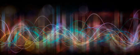 Modern sound wave equalizer. Waves on a dark background.の写真素材