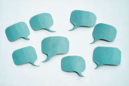 Group of blue paper speech bubbles with copy spaceの写真素材