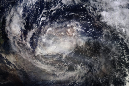 Hurricane from space, collage.の写真素材