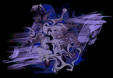 Abstract graffiti art isolated on black background, layered EPS10 vector illustration.のイラスト素材