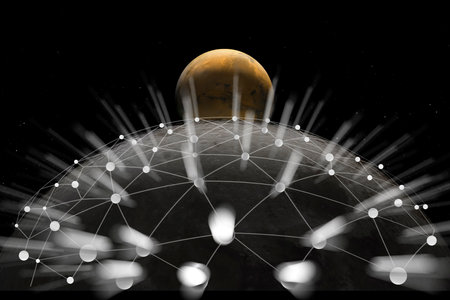 Alien planet covered in a network. Elements of this image furnished by .の写真素材