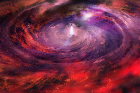 Spaceship takes off Venus planet. space exploration concept. Elements of this image furnished by .の写真素材