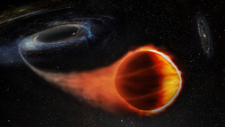 Black hole annihilates the planet. Elements of this image furnished by .の写真素材