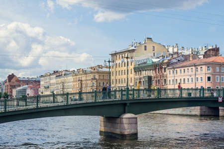 St. Petersburg, Russia, summer 2019: Embankment of the Fontanka River and the Red Army Bridge over the Fontanka Riverのeditorial素材