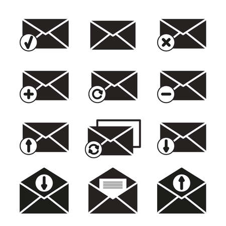 Email and envelope icons on white background.のイラスト素材