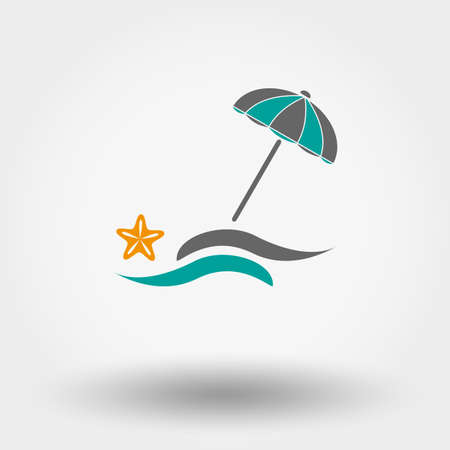 Vector illustration of a Umbrella on the beach. Flat design style.のイラスト素材