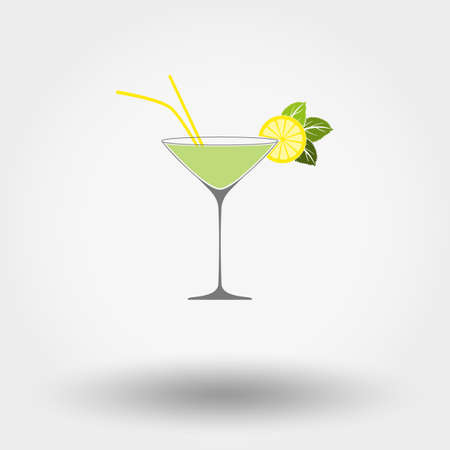 Colored martini cocktail glasses with different decorations on a white background. Vector illustration. Flat design style.のイラスト素材