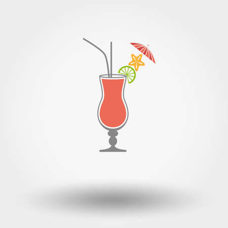 Web icon Tropical summer coctail. Vector illustration. Flat design style.のイラスト素材