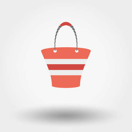Colored Beach handbag on a white background. Vector illustration. Flat design style.のイラスト素材