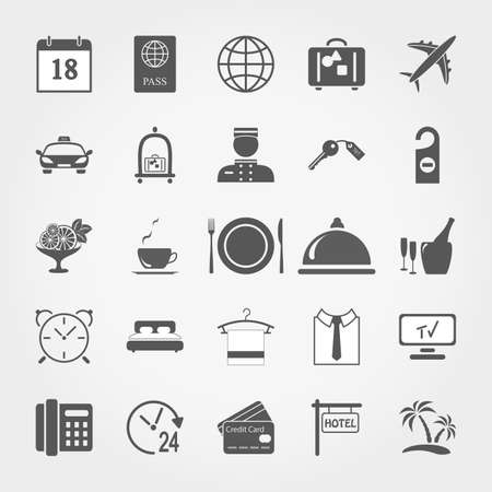 Set of icons Hotel Service. Flat design style.のイラスト素材