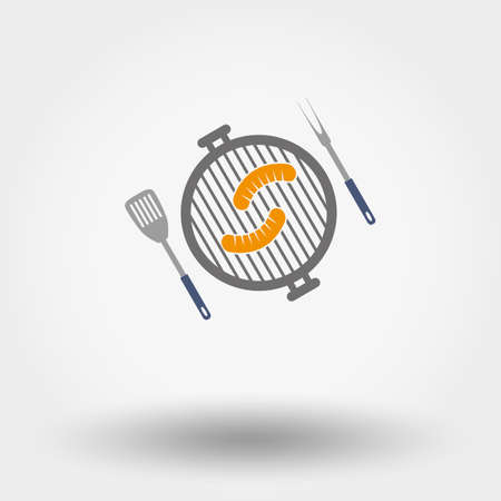 Set of web icon BBQ. Vector illustration on a white background. Flat design style.のイラスト素材