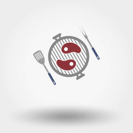 Set of web icon BBQ. Vector illustration on a white background. Flat design style.のイラスト素材