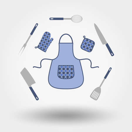 Kitchen icon set for web and mobile application. Vector illustration on a white background. Flat design style.のイラスト素材