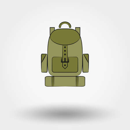 Tavel backpack  icon for web and mobile application. Vector illustration on a white background. Doodle, cartoon style.のイラスト素材