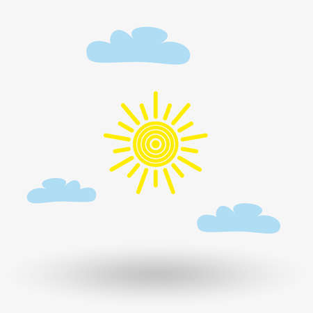 Sun and cloud weather web icon for web and mobile application. Vector illustration on a white background.のイラスト素材