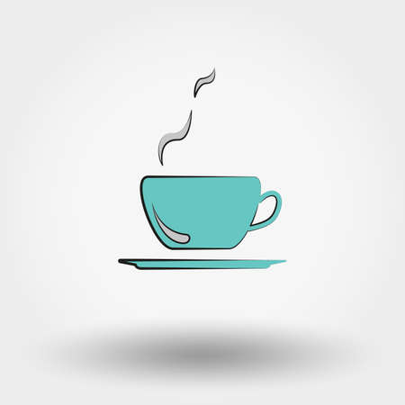 Cup of hot coffee. Icon for web and mobile application.Vector illustration on a white background. Doodle, cartoon style.のイラスト素材
