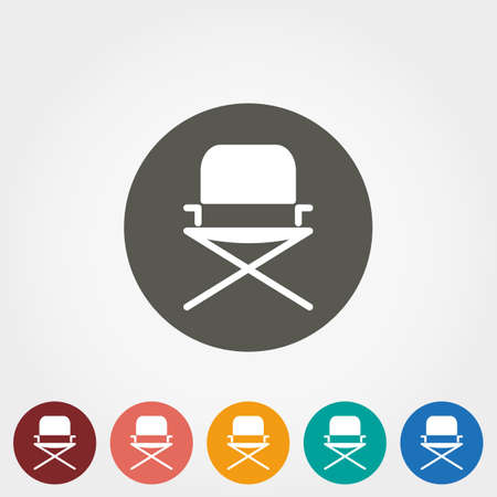 Camping chair. Icon for web and mobile application. Vector illustration on a button.  Flat design style.のイラスト素材