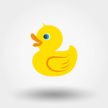 Rubber duck toy. Icon for web and mobile application. Vector illustration on a white background. Flat design style.のイラスト素材