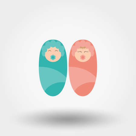 Twins. Boy and girl. Icon set for web and mobile application. Vector illustration on a white background. Flat design style.のイラスト素材