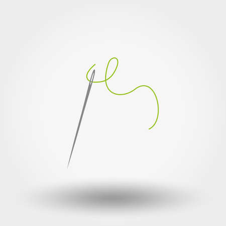 Needle with thread. Icon for web and mobile application. Vector illustration on a white background. Flat design style.のイラスト素材