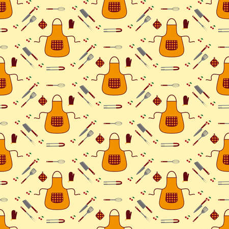 Kitchen. Seamless pattern. Vector illustration. Swatch inside.のイラスト素材