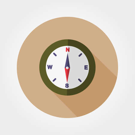 Compass. Icon for web and mobile application. Vector illustration of a button with a long shadow. Flat design style.のイラスト素材