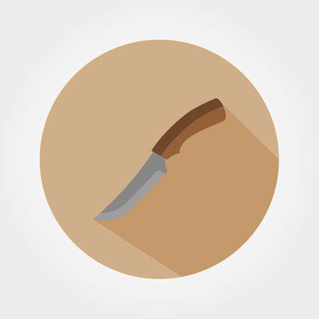 Hunting knife. Icon for web and mobile application. Vector illustration of a button with a long shadow. Flat design style.のイラスト素材